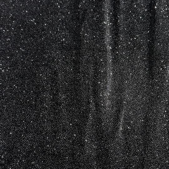 Feldman Black with Silver Sparkle Stretch Velvet Fabric